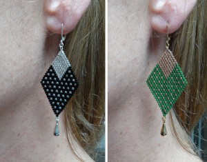 BO Pois Noir Argent et Vert Doré