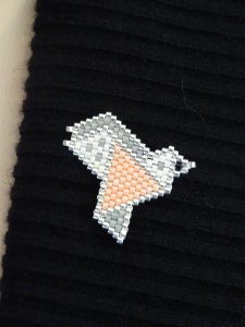 Broche Cocotte Gris-Rose-Argent